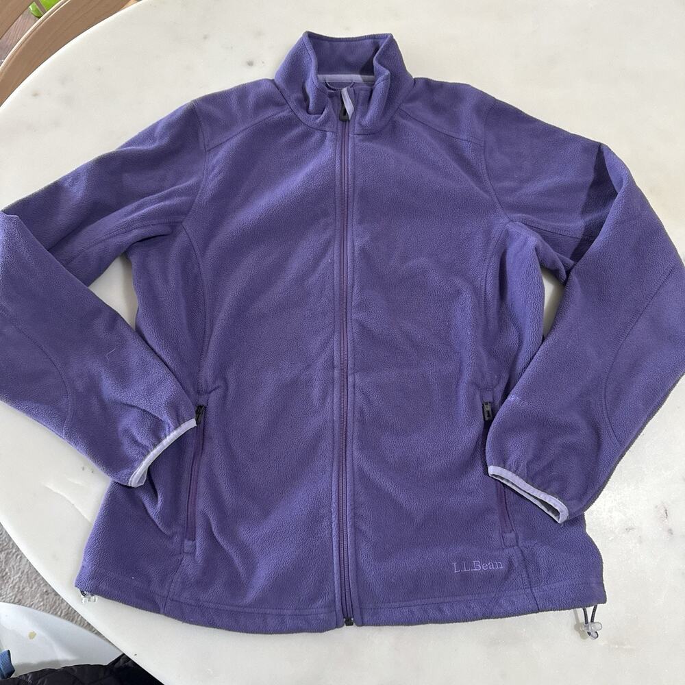 LL Bean Women M Purple Fleece Full Zip Jacket Layering Outdoor Hiking